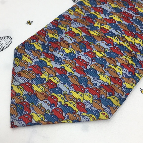 Vintage Other - [Vintage] Marshall Field 100% Silk Cartoon Car Tie